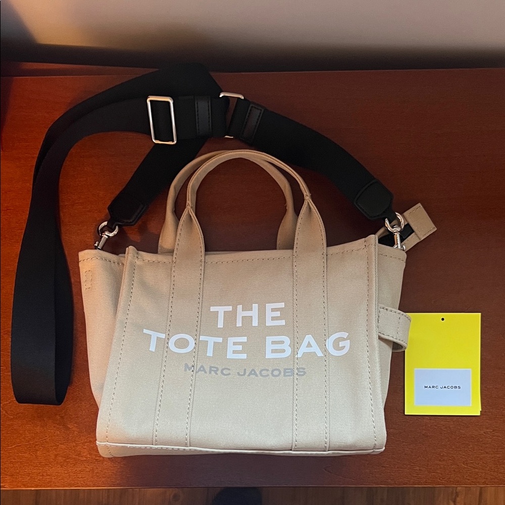 Marc Jacobs Cream Tote with White Text